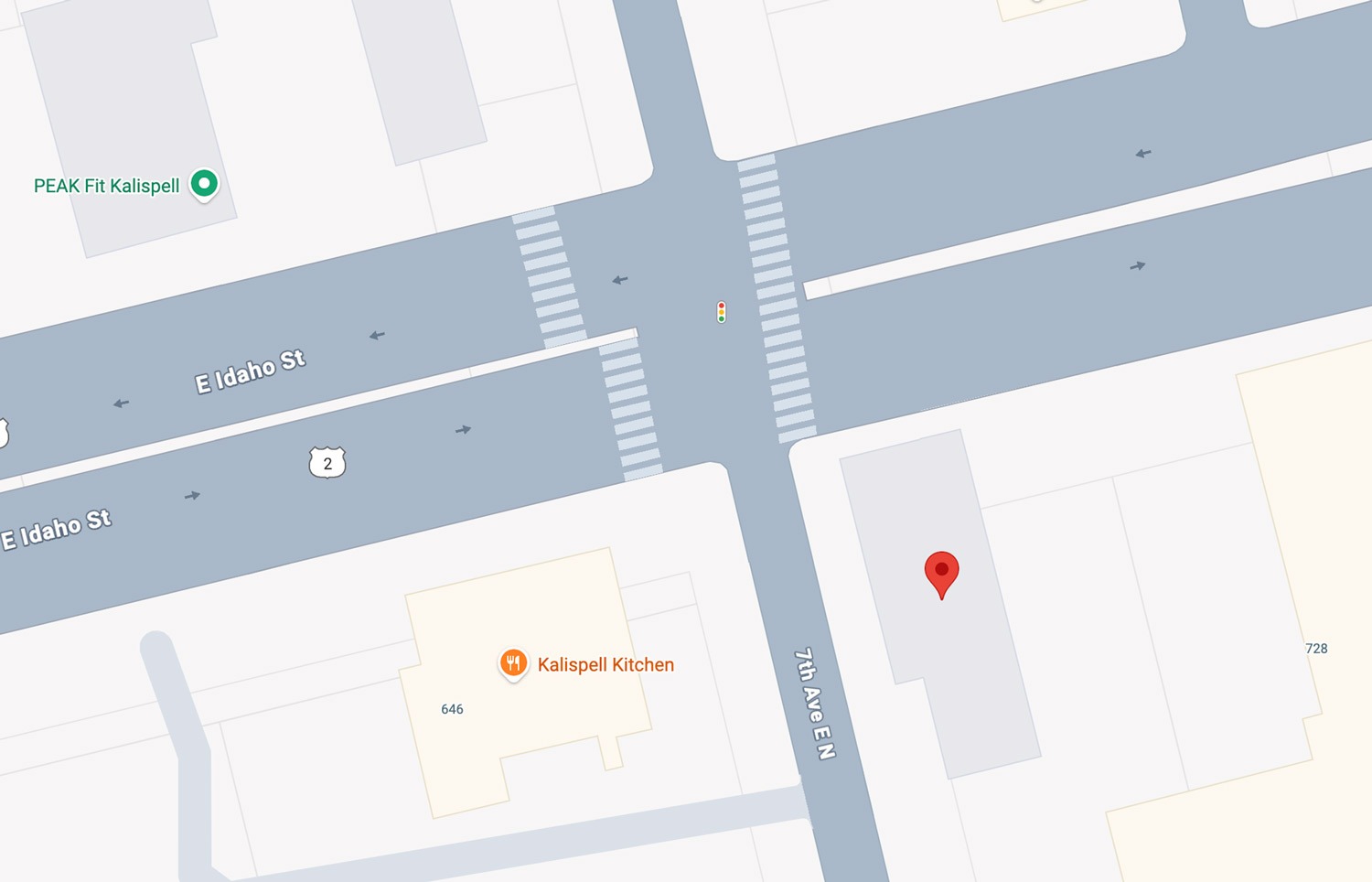 Google-Map-Screenshot-of-Location Screeshot of Google Map showing red waypoint where Second Wind Physical Therapy is on Idaho and 7th E